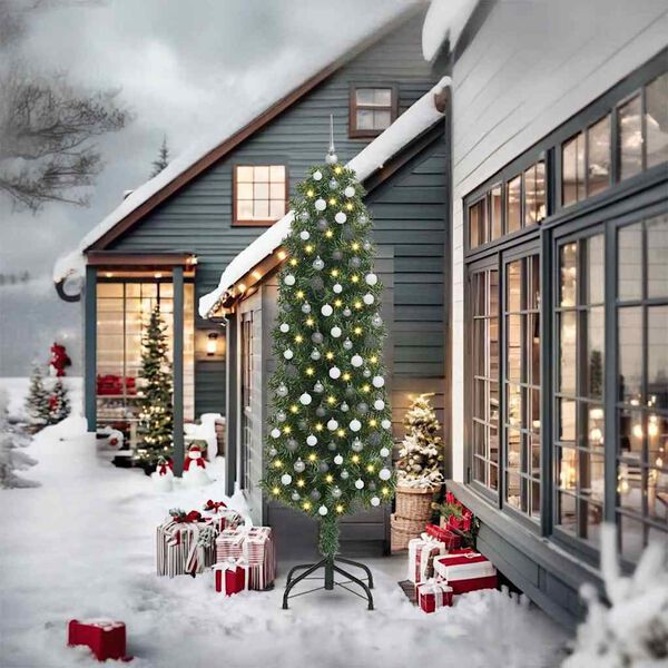 vidaXL Umjetno božićno drvce Zelena 240 cm PVC i čelik i plastika