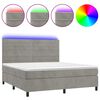 vidaXL Krevet box spring s madracem LED svjetlosivi 180x200 cm bar&scaron;un