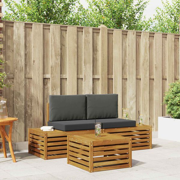 vidaXL Set vanjskih sofa s jastukom 3 Komad Prirodna i antracit