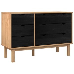 vidaXL Ormar s ladicama OTTA Crna 111 x 43 x 73,5 cm Masivna borovina