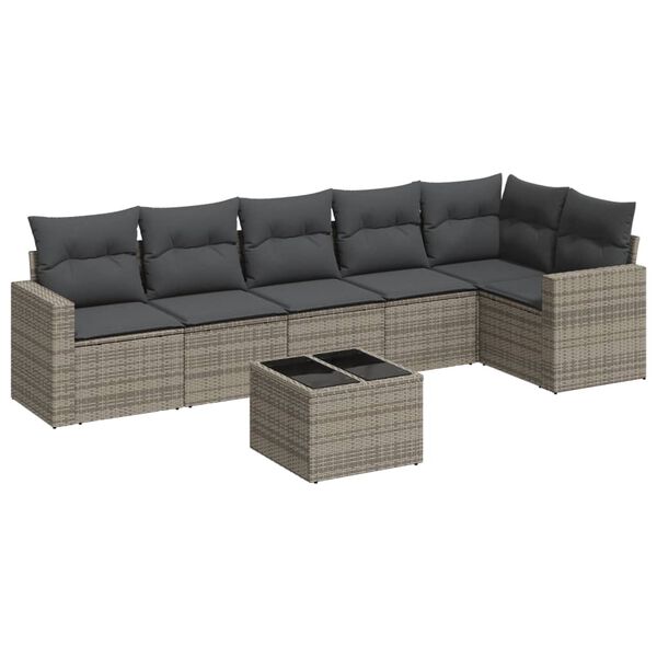 vidaXL 7-dijelni set vrtnih sofa sivi od poliratana