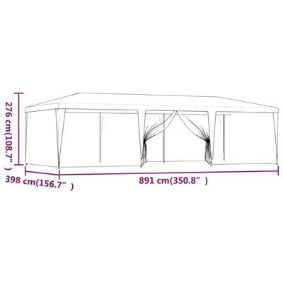 vidaXL Šator za zabave s 8 mrežastih bočnih zidova crveni 9 x 4 m HDPE
