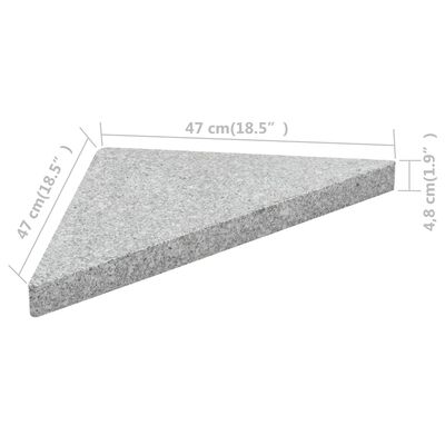 vidaXL Utezi za suncobran 4 kom sivi granitni trokutasti 60 kg