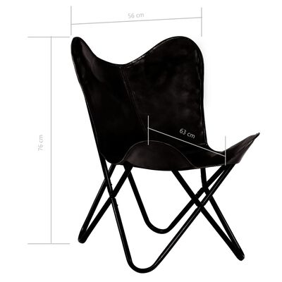 vidaXL Leptir-stolica od prave kože crna dječja veličina
