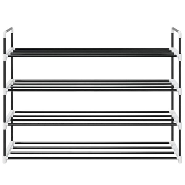 vidaXL Stalak za cipele s 4 police od metala i plastike crni