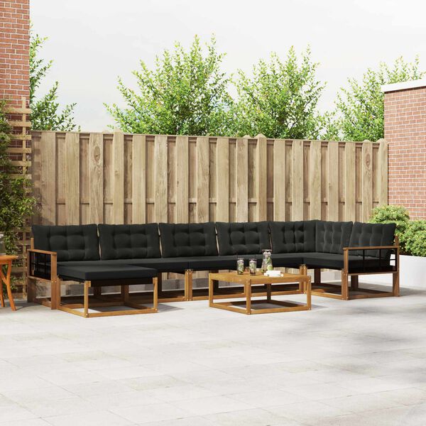 vidaXL Set vanjskih sofa 22 pcs Prirodna i crna Čvrsto drvo akacije