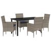 vidaXL Set stola i stolica s jastukom 5 pcs Siva PE ratan