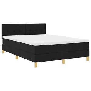 vidaXL LED Box Spring Krevet s LED trakama Crna 140 x 200 cm tkanina