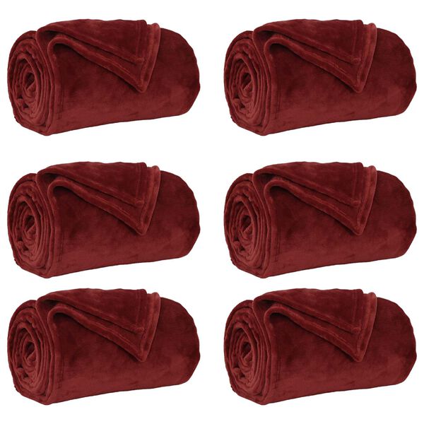 vidaXL Pokrivači za bacanje 6 pcs Bordeaux Crvena 150 x 200 cm Runo