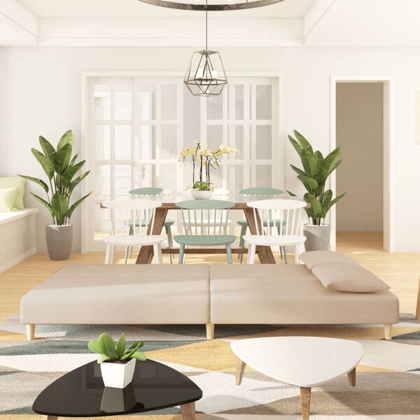 vidaXL Dvosjed na razvlačenje s dva jastuka krem od tkanine