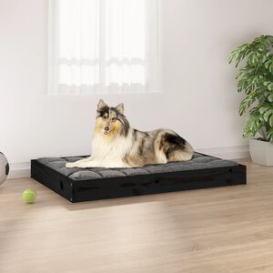 vidaXL Krevet za pse crna 91,5x64x9 cm od masivne borovine