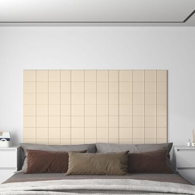 vidaXL Zidne ploče baršunaste 12 kom krem 60 x 15 cm 1,08 m²