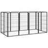 vidaXL Ograda za pse s 12 panela crna 50 x 100 cm čelik obložen prahom