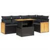 vidaXL 6-dijelni set vrtnih sofa s jastucima crni od poliratana