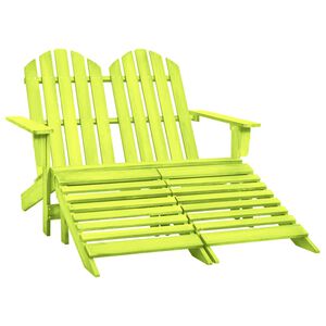 vidaXL Vrtni dvosjed Adirondack od jelovine s otomanom zeleni