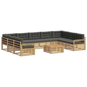 vidaXL Set vanjskih sofa 10 kom. Bijela i antracit Čvrsto drvo akacije