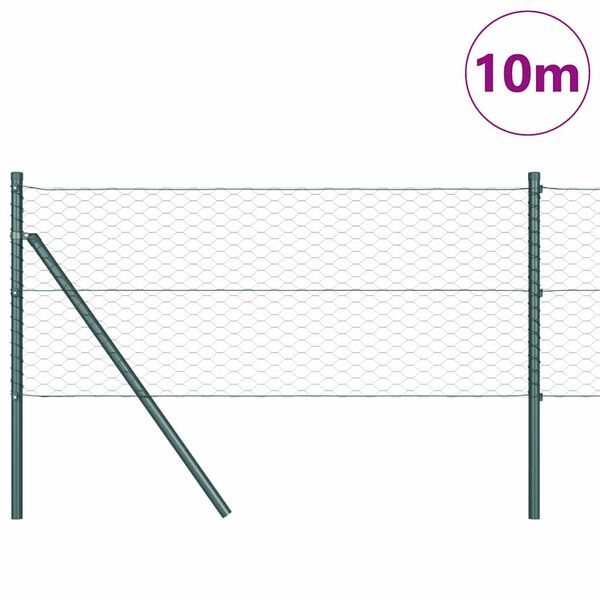 vidaXL Stup za ogradu Zelena 10 x 0,6 m (mreža od 36 mm) Čelik i PVC