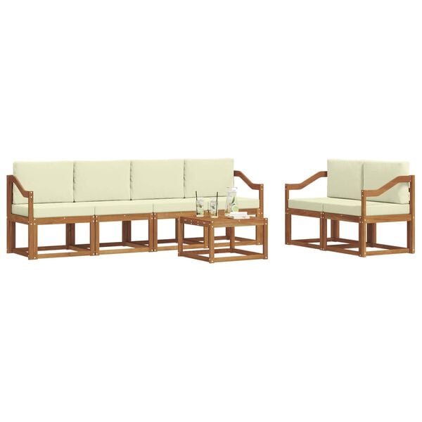 vidaXL Set vanjskih sofa 7 pcs Prirodna i krem Čvrsto drvo akacije