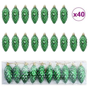 vidaXL Božićna kuglica s četinicom 40 kom. Zelena 4 x 9 cm Plastika