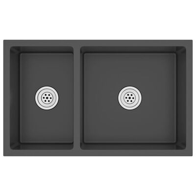 vidaXL Kuhinjski sudoper crni od nehrđajućeg čelika