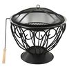 313360 vidaXL 2-in-1 Fire Pit and BBQ with Poker 59x59x60 cm Stainless Steel