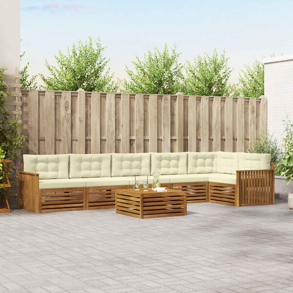 vidaXL Set vanjskih sofa s jastukom 7 pcs Prirodna i krem