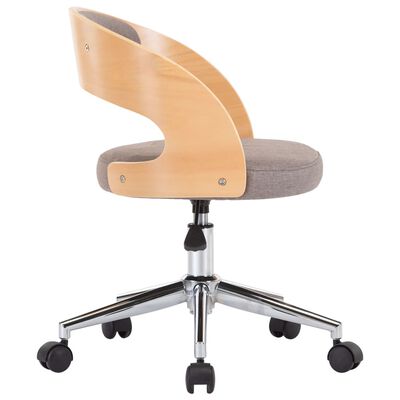 vidaXL Okretna uredska stolica od savijenog drva i tkanine smeđe-siva