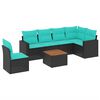 vidaXL 7-dijelni set vrtnih sofa od poliratana s jastucima crni