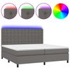 vidaXL Krevet box spring s madracem LED sivi 200x200cm od umjetne kože