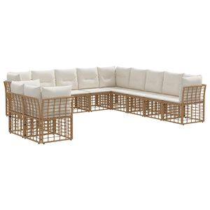 vidaXL Set vanjskih sofa s jastukom 11 pcs Prirodna Poliester