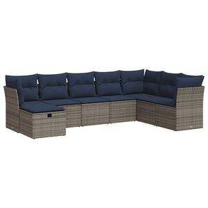 vidaXL 8-dijelni set vrtnih sofa od poliratana s jastucima sivi