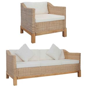 vidaXL 2-dijelni set sofa od prirodnog ratana s jastucima