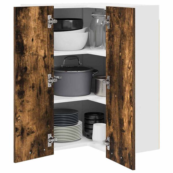 vidaXL Viseći ormarić Dimljeni hrast i bijela 57 x 57 x 80 cm