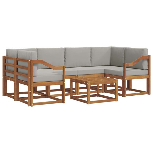vidaXL Set vanjskih sofa s jastukom 7 pcs Prirodna i svijetlo siva
