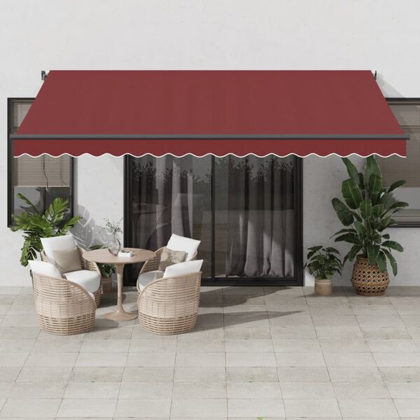vidaXL Tenda na automatsko uvlačenje s LED svjetlima bordo 450x350 cm