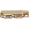 vidaXL Set vanjskih sofa 7 pcs Prirodna i bež Čvrsto drvo akacije