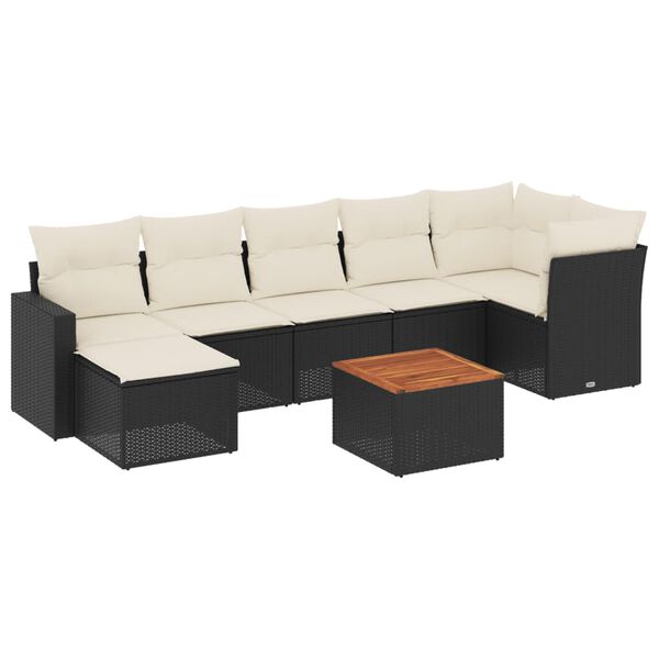 vidaXL 8-dijelni set vrtnih sofa od poliratana s jastucima crni