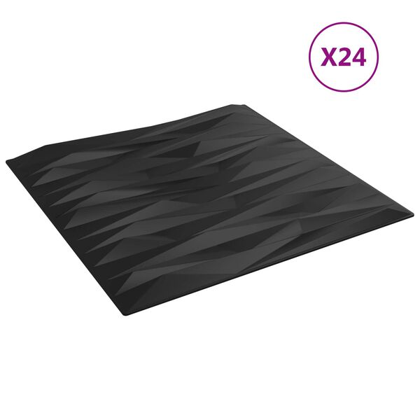vidaXL Zidne panele 24 pcs Crni kamen 50 x 50 cm XPS pjena