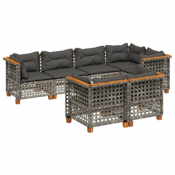vidaXL 7-dijelni set vrtnih sofa sivi od poliratana