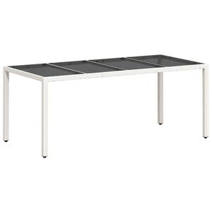 vidaXL Vrtni stol sa staklenom pločom bijeli 190x90x75 cm poliratan
