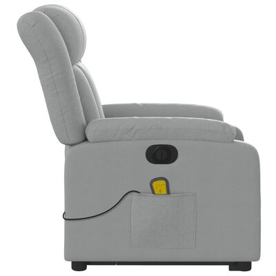 vidaXL Električni masažni naslonjač na podizanje tkanina svjetlosivi