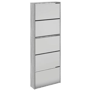 vidaXL Ormarić za cipele s ogledalom 5razine boja hrasta 63x17x169,5cm