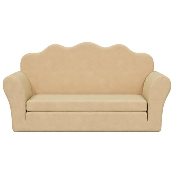 vidaXL Dječji dvosjed na razvlačenje krem od mekanog pli&scaron;a