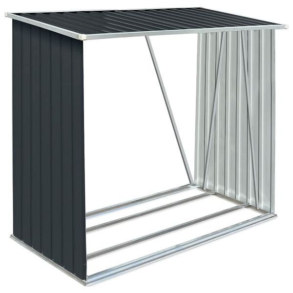 VidaXL Vrtna ostava za drva pocinčani čelik 163 x 83 x 154 cm antracit