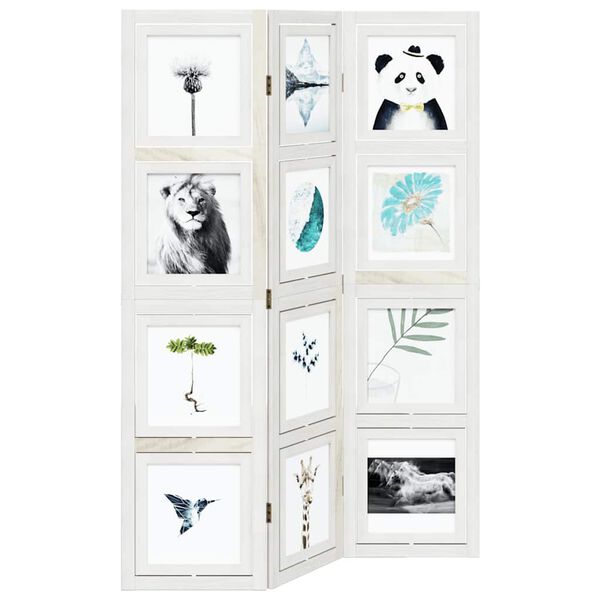 vidaXL Sobna pregrada s 3 panela bijela od masivnog drva paulovnije