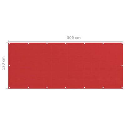 vidaXL Balkonski zastor crveni 120 x 300 cm HDPE