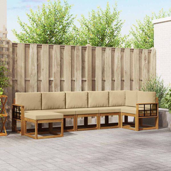 vidaXL Set vanjskih sofa s jastukom 7 pcs Prirodna i bež