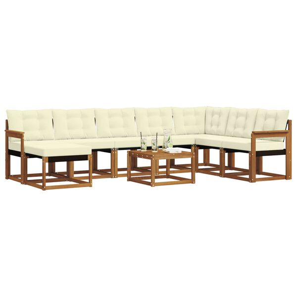 vidaXL Set vanjskih sofa s jastukom 9 pcs Prirodna i krem