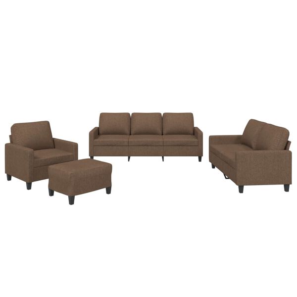 vidaXL 4-dijelni set sofa s jastucima smeđi od tkanine