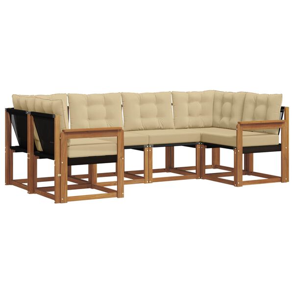 vidaXL Set vanjskih sofa s jastukom 6 pcs Prirodna i bež